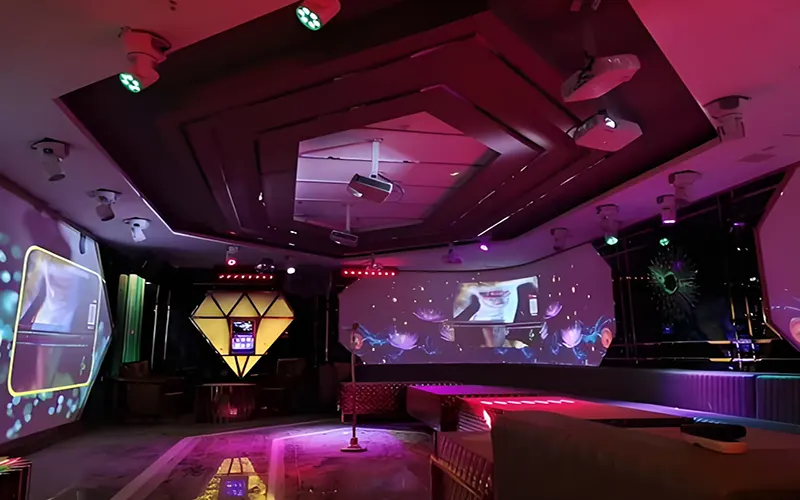 Geïnstalleerde DMX LED-stripverlichting met dynamische kleureffecten