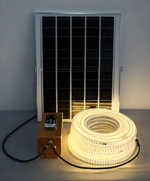Fitas LED alimentadas a energia solar sem fichas para iluminação exterior economizadora de energia
