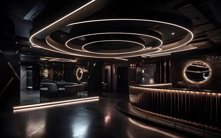 Bande LED installée en toute sécurité dans un salon moderne, offrant des effets d'éclairage ambiant doux et sûrs.