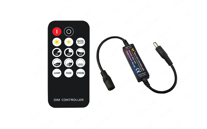 RF remote control LED strip controller for wireless color and brightness adjustment