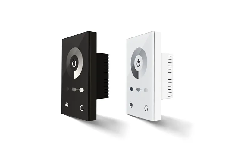 Wall panel LED controller for adjusting LED strip light colors and brightness